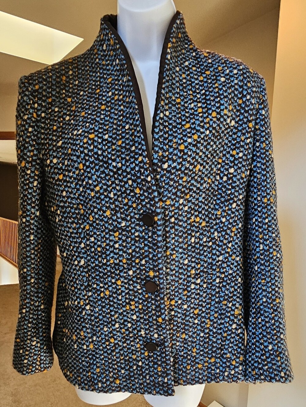 RARE VINTAGE GENNY ITALY MULTICOLOR TWEED BLAZER JACKET